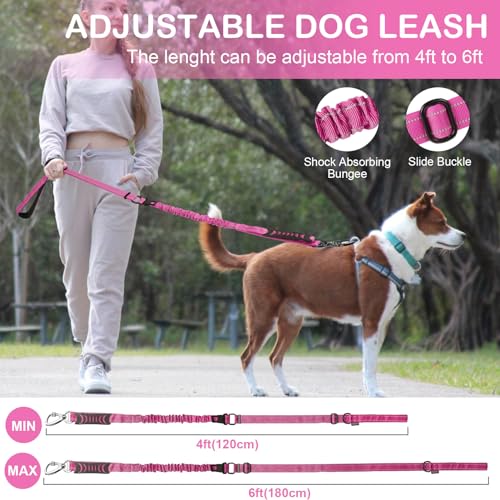 Heavy Duty Dog Leash for Medium Large Dogs that Pull (Pink)