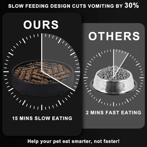 Slow Feeder Dog Bowls Large Medium Breed (Black)