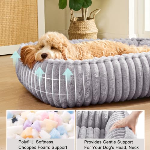 Orthopedic Large Dog Bed Calming Pet Sofa Bed 32''x24'' Grey (Grey / 32"L x 24"W x 7"Th)