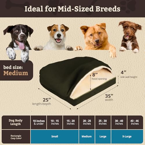 Rectangle Cozy Cave Dog Bed (Olive / Medium)