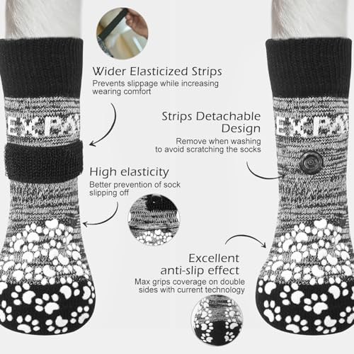 6Pcs Anti Slip Dog Socks to Prevent Licking Paws (X-small (6 Count) / Grey)