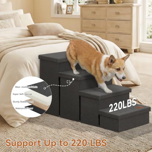 Dog Stairs with Storage (Dark Grey No Condo / 4)