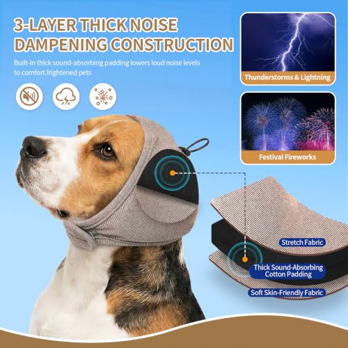 Dog Ear Cover Noise Protection (Small(Head Circle:10"-15") / Taupe)