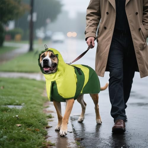 Dog Raincoat Waterproof Rain Jacket with Hood (XXXL(Back Length26.7") / Green)