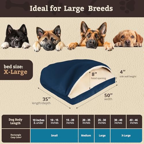 Rectangle Cozy Cave Dog Bed (Sapphire / Extra Large)