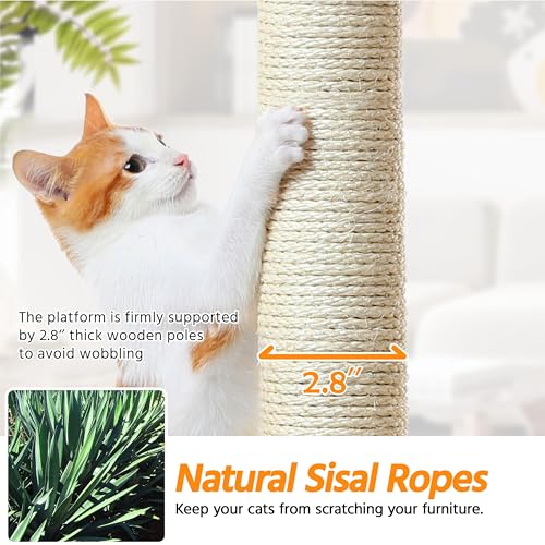 79in Multi Level Cat Tree for Multiple Cats with 9 sisal Posts (Light Gray)