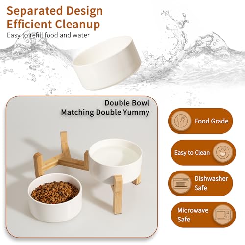 Elevated Ceramic Dog Bowl (White / Medium)