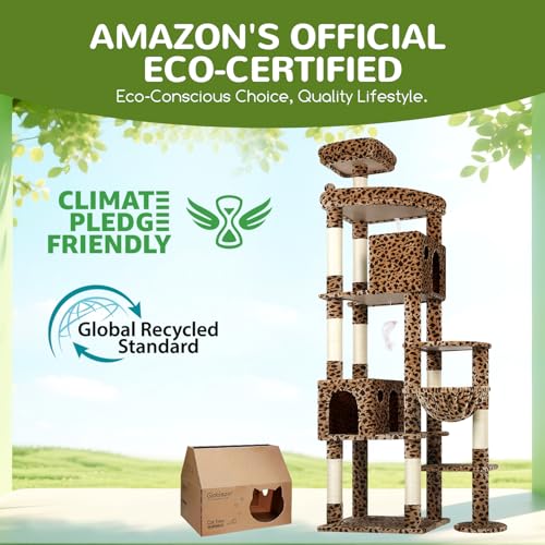 Giant Cat Tree for Indoor Large Cats (83inch / Leopard Print)