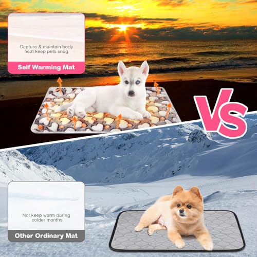 4 Pack Self Heating Cat Bed Cat Self Warming Pad with Removable Cover Extra Warm Thermal Pet Pad Washable Pet Crate Mat Anti Slip Kennel for Indoor Outdoor Pets (16 x 20 Inches)