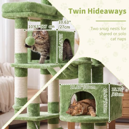 Cat Tree, 71-Inch-Tall Tower for Indoor Cats with 2 Perches HCT034GR (Green / 71 inch)