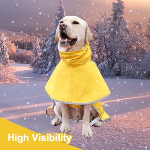 Dog Raincoat Waterproof Adjustable Rain Jacket Small Dogs Yellow (Yellow / 2XL-Fit for 21-24 pounds)