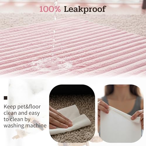4pcs Soft Plush Fluffy Self Warming Thermal Pet Mat for Dogs and Cats (Blush Pink / Small (20'' X 16'' X 1''))