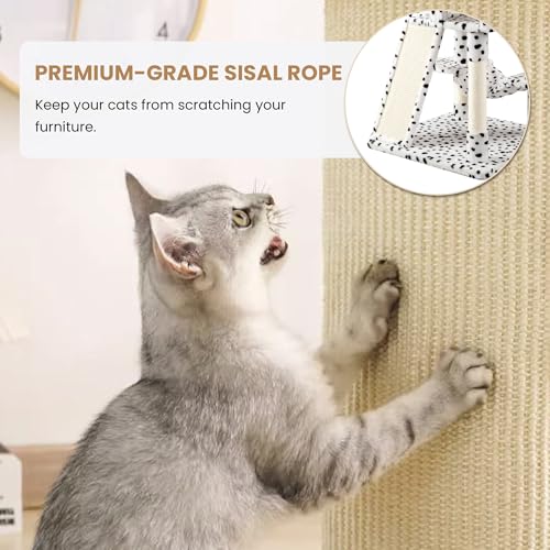 65in Larger Cat Tree Tower Condo for Indoor Kitties (White & Black Spot)