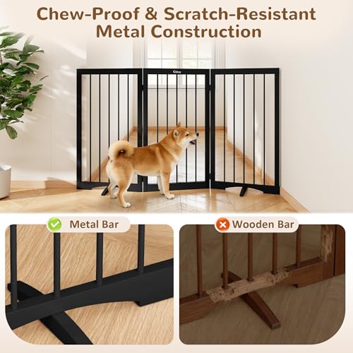 32" Extra Tall Free Standing Dog Gate Indoor (Black / 3-Panel, 32"Tall)