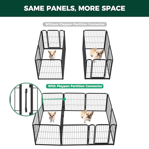 Homeplus Indoor Dog Playpen with Divider Connectors (Black / 24"H)