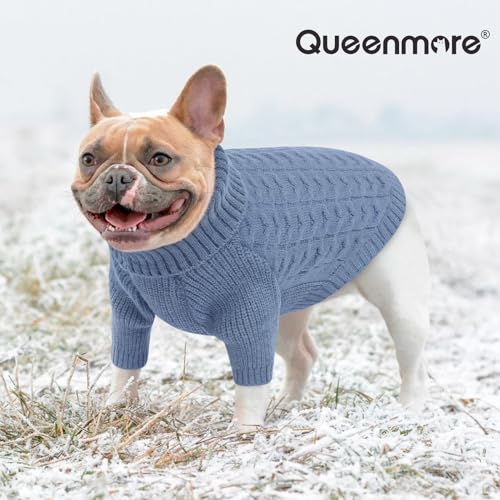 Small Dog Christmas Sweater Warm Soft Cable Knit Dog Sweater (Small / Blue)