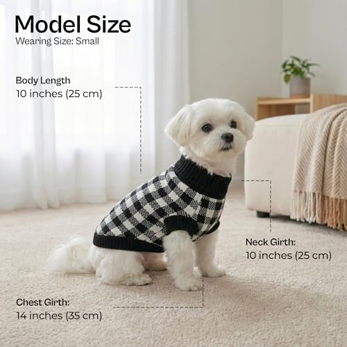 Dog Sweaters Cable Knit Dog Outfit (S / Checkered Black-n-White)