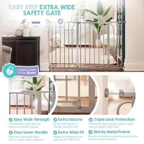 Safety 29" 49" Extra Wide Baby Gate (Platinum / 29-49"W x 30"H)