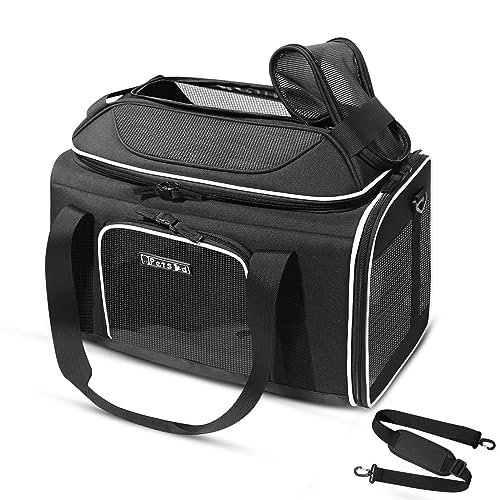Top Expandable Small Pet Carrier 18"x11"x11" Airline Approved (18.0"L x 11.0"W x 11.0"H / Black)
