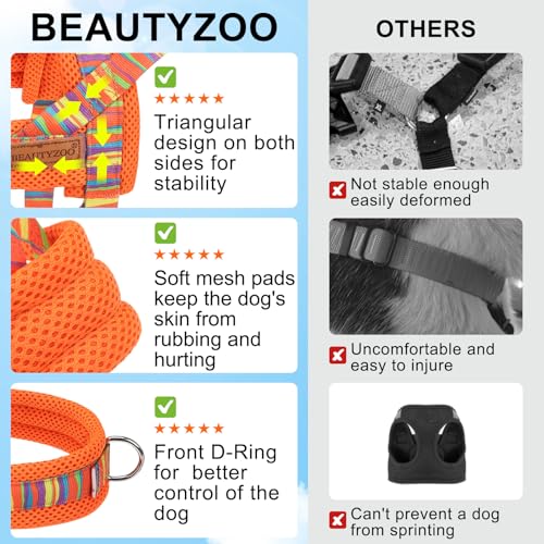 Small Dog Harness and Leash Set (Mix Orange / S: Chest 17.5"-22")