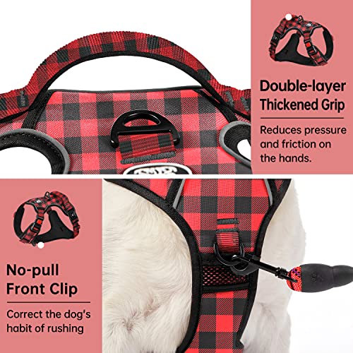 No Pull Dog Harness for Medium Dogs (Checkered Red / Medium)