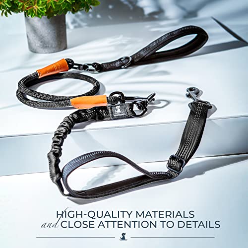 Heavy Duty Bungee Rope Leash (Adjustable Premium Black)