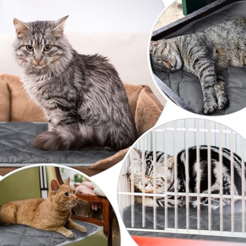 4 Pack Self Heating Cat Pad Self Warming Dog Mat Reflects Body Heat Extra Warm Thermal Pet Pad Washable Dog Cat Bed Crate Bed Mat Blanket (18 x 24 Inch / Gray)