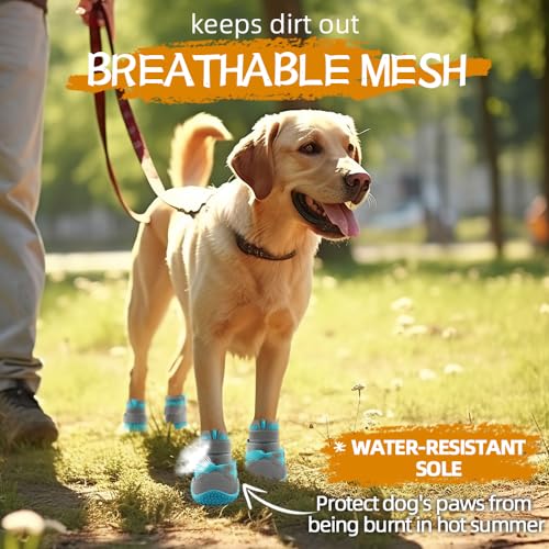 Dog Boots for Large Dogs (Blue / Width 2.16 Inch)