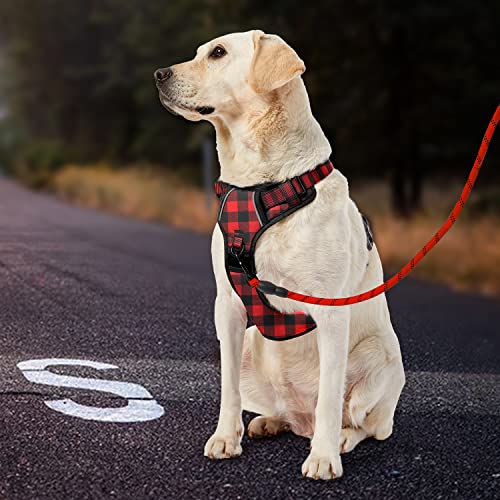 No Pull Dog Harness for Large Dogs (Checkered Red / X-Large)