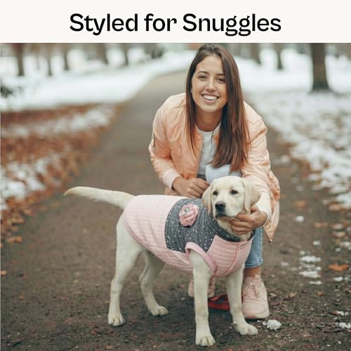 Christmas Dog Jacket (Medium / Fancy Flower Quilted Jacket Pink)