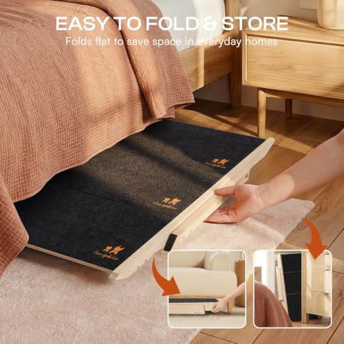 Wooden 2-in-1 Dog Stairs, 3-Step Foldable Anti-Slip Pet Steps