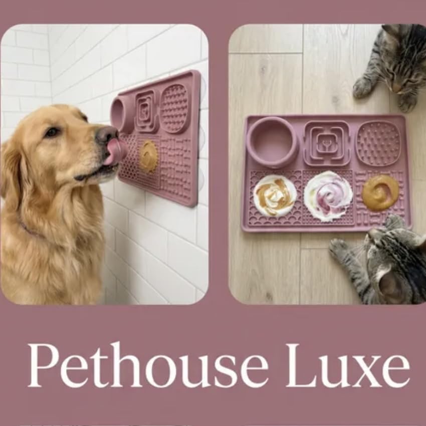 Silicone Dog & Cat Lick Mat with Strong Suction Cups (Pink)