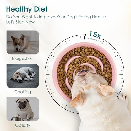 Ceramic Slow Feeder Dog Bowl (S - 0.6 Cups / Pink)