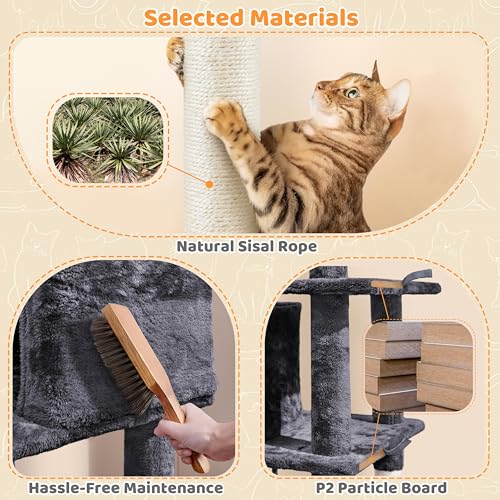 54in Cat Tree Tower for Large Cats (Dark Gray / 54in)