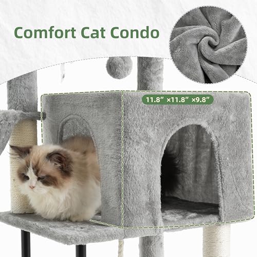 Cat Tree 43.3'' Cat Tower with Hammock for Kittens GCT004SW (43.3 inches / Light gray)