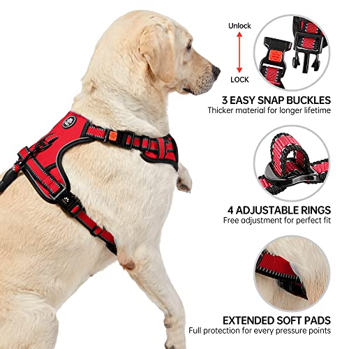 Reflective Dog Harness for Large Dogs (Red / X-Large)