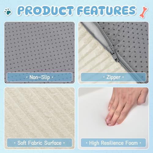 3 Step Dog Stairs Pet Ramp for High Beds (Beige / 3-Step 16"H)