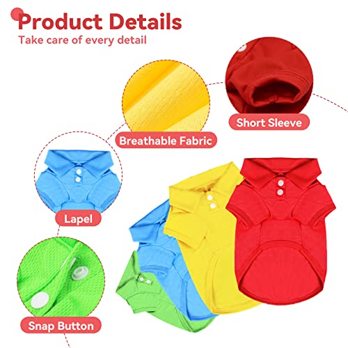 4 Pieces Dog Shirts Collared Polo T (Large (Sugget 10-15 lbs) / 4 colors (Red+Green+Yellow+Blue))