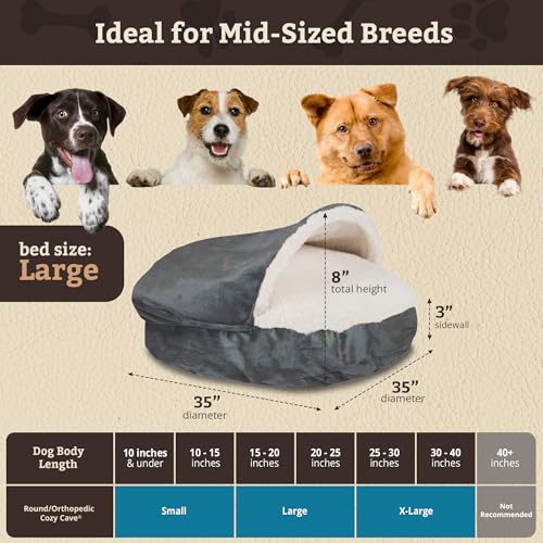 Cozy Cave Dog Bed (35.0"L x 35.0"W x 8.0"Th / Anthracite)