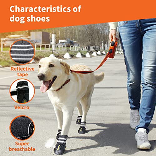Dog Shoes Medium Size Dog (Black / Size 5:for paw width 2.4-2.6 inches (Pack of 4))