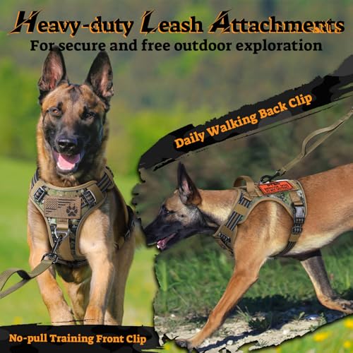 Tactical Dog Harness Medium Sized (M(chest:20.1"-33.9",neck:17.7"-22.3",back:7.5") / Brown Camo)
