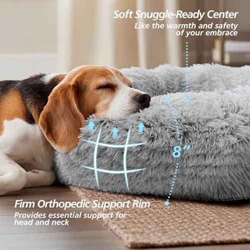 Calming Dog Bed Medium Size Dog (01 - Smoke Grey / 27.0"L x 27.0"W x 8.0"Th)