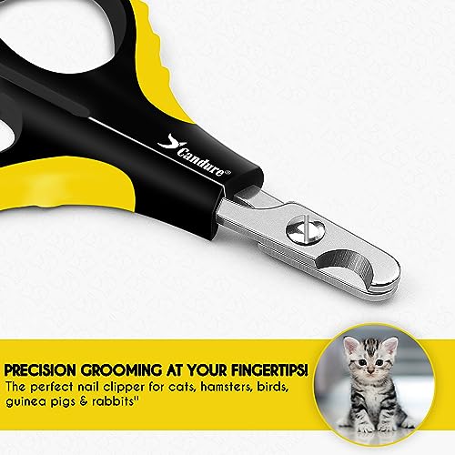Cat Nail Clipper Stainless Steel Cat Claw Trimmers for Rabbits (Bright Yellow / Small pets)