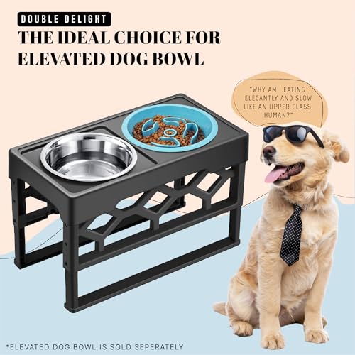 Slow Feeder Dog Bowls for Medium Breeds Fits Raised Feeding Station (Slow Feeder Blue / 1.5 Cup - Fit 6.4-6.7'' Feeder Holes)