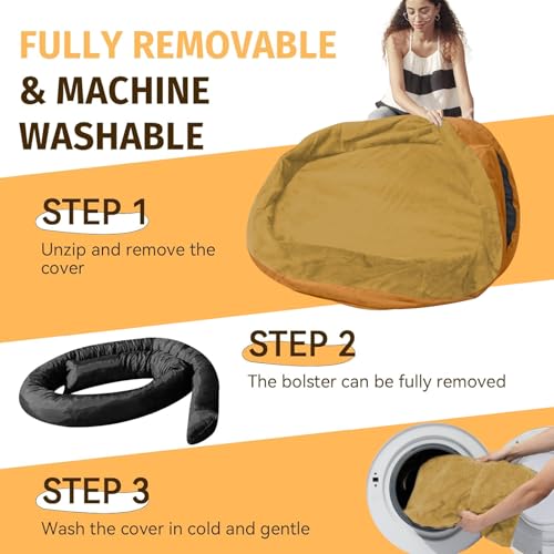 Waterproof Orthopedic Dog Bed for Extra Large Dogs (Orange / 53"L x 42"W x 8.5"Th)