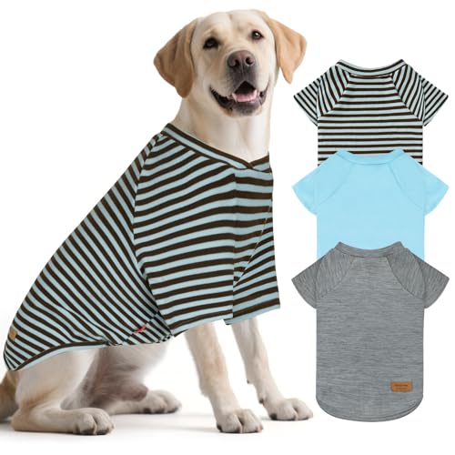 3Pack Dog Sweater with Sleeves Fleece Shirt for Large Dogs (3XL (75-100lbs) / 08# 3Pack(Blue+Grey+Blue Stripe))