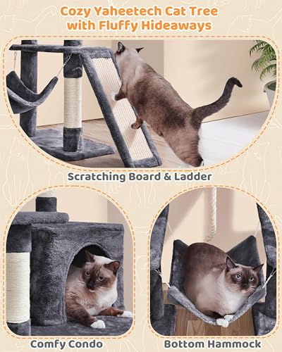 63in Sturdy Large Cat Tree for Indoor Heavy Cats (Dark Gray / 63in)