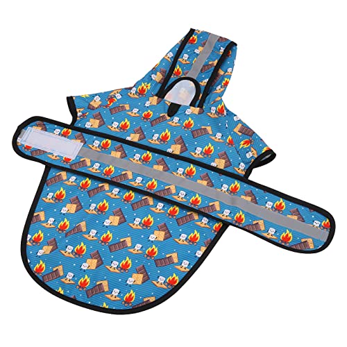 Dog Raincoat with Hood & Leash Hole S (Small / Happy Camper)