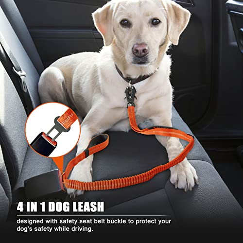 Tactical Shock Absorbing Bungee Dog Leash Heavy Duty (Neon Orange / Aviation aluminum)