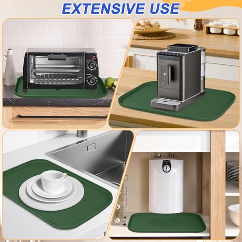 Waterproof Silicone Pet Food Mat with Raised Edge for Dog & Cat (Dark Olive / 22"L x 14"W)